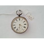 A gents large silver pocket watch with seconds dial