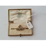 AN ANTIQUE REGIMENTAL GUNNERS BROOCH - ENAMELLED & DIAMOND SET IN 15CT & 9CT GOLD IN ORIGINAL