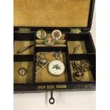 A SUFFRAGETTE POCKET WATCH WITH 'VOTES FOR WOMEN' LOGO WITH SILVER ALBERTINA, 3 VOTE FOR WOMEN LAPEL