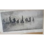 Signed Etching by E PIPER - The Fishing Fleet.
