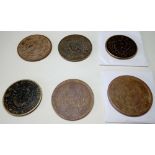 Six various Chinese coins