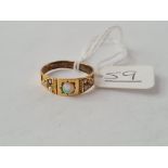 A Victorian opal & pearl ring in 15ct gold - size L