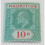 MAURITIUS 1910 Ed7 10R (top val) LHM. SG 195. Cat £190. Fine