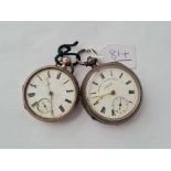 Two gents silver pocket watches - 1 x H. Samuel both with seconds dial - both a/f