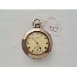 A silver WALTHAM pocket watch with seconds dial - no glass but in safety case