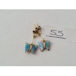 A pair of opal butterfly vintage earrings in 9ct