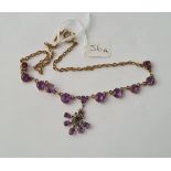 An Edwardian silver gilt amethyst necklace