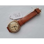 A RONE wrist watch with seconds dial in 9ct with leather strap