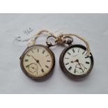 Two gents silver pocket watches with seconds dials