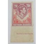 NORTH RHODESIA 1938 G6 20/- u/m with printers tab. SG45 Cat £80