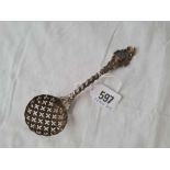 A good Victorian sifter spoon with cast crested stem London 1860 by FH