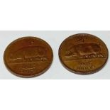 Irish half pennies 1940 and 1943