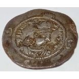 A Sasanian Empire. Hormazd IV silver dracum Shush mint year 6. 585-585 ad