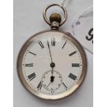 A gents silver pocket watch with seconds dial