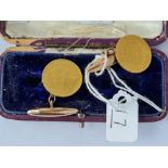 A CASED PAIR OF HALF KRUGERRAND CUFFLINKS