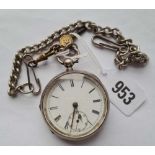 Another gents silver pocket watch complete with Albert & seconds dial