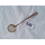 A small early George III bottom marked sifter spoon with crested end