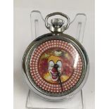 Vintage clown spinning gambling gaming pocket watch ( working)