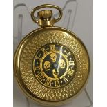 Vintage gold plate Masonic memento mori pocket watch ( working )