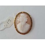 A Victorian classical shell cameo in 9ct frame