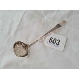 A George III sifter spoon with circular bowl London 1805 by WE WF