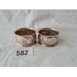 A pair of embossed napkin rings B'ham 1907