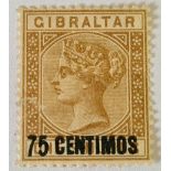 GIBTALTAR SG21a (1889). Short foot variety. Mint. Cat £150