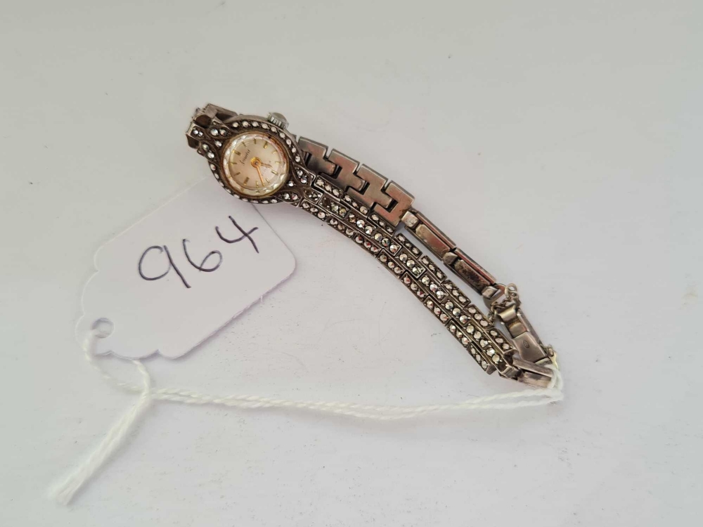 A ladies silver and marcasite wrist watch by Accurist