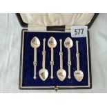 A set of 6 Iona coffee spoons of Celtic design by AR boxed