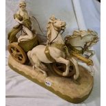 A large Royal Dux charioteer 19 inches long 15 inches high