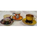 Two Carlton ware cabinet cups and saucers