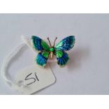 AN EDWARDIAN BUTTERFLY BROOCH ( AF ENAMEL ) IN 18CT GOLD TESTED