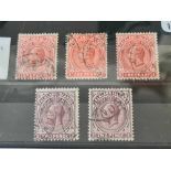 FALKLANDS SG61-62c (1912 set). 5 different copies. All identified. Good/fine used. Cat £46