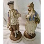 A pair of Dresden style figures 12 inches high