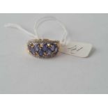 Tanzanite and diamond 9ct dress ring size P 4.3g