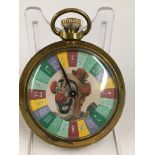 Vintage clown spinning gambling gaming pocket watch ( working)