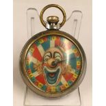 Vintage clown spinning gambling gaming pocket watch ( working)