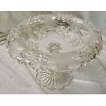 A good quality cut and engraved glass fruit stand 11 inches dia