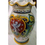 A Deruta large vase with decorated panel 20 inches high