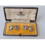 AN EDWARDIAN MOONSTONE AND ROSE DIAMOND CUFFLINKS WITH AUSTRO-HUNGARIAN MARKS AND MARKED 585