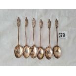 A set of 6 apostle topped teaspoons B'ham 1926 50 gms