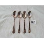 A set of 4 Georgian OEP tea spoons London 1795 by GC?