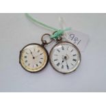 Two ladies silver fob watches