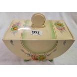 A Clarice Cliff Biarritz biscuit barrel and cover 8 inches wide