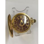 Vintage gold plate Masonic full hunter pocket watch ( working)