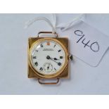 A unusual gents wrist watch by P Orr and Sons Madras and Rangoon with seconds dial in 15ct gold -