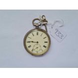 A gents silver pocket watch with key with seconds dial