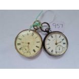 Two gents silver pocket watches both with seconds dials