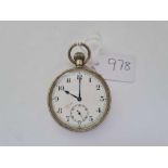 A gents metal case pocket watch with seconds dial