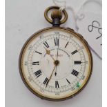 A metal cased gents pocket watch "high class chronograph number 3929 " with seconds sweep not